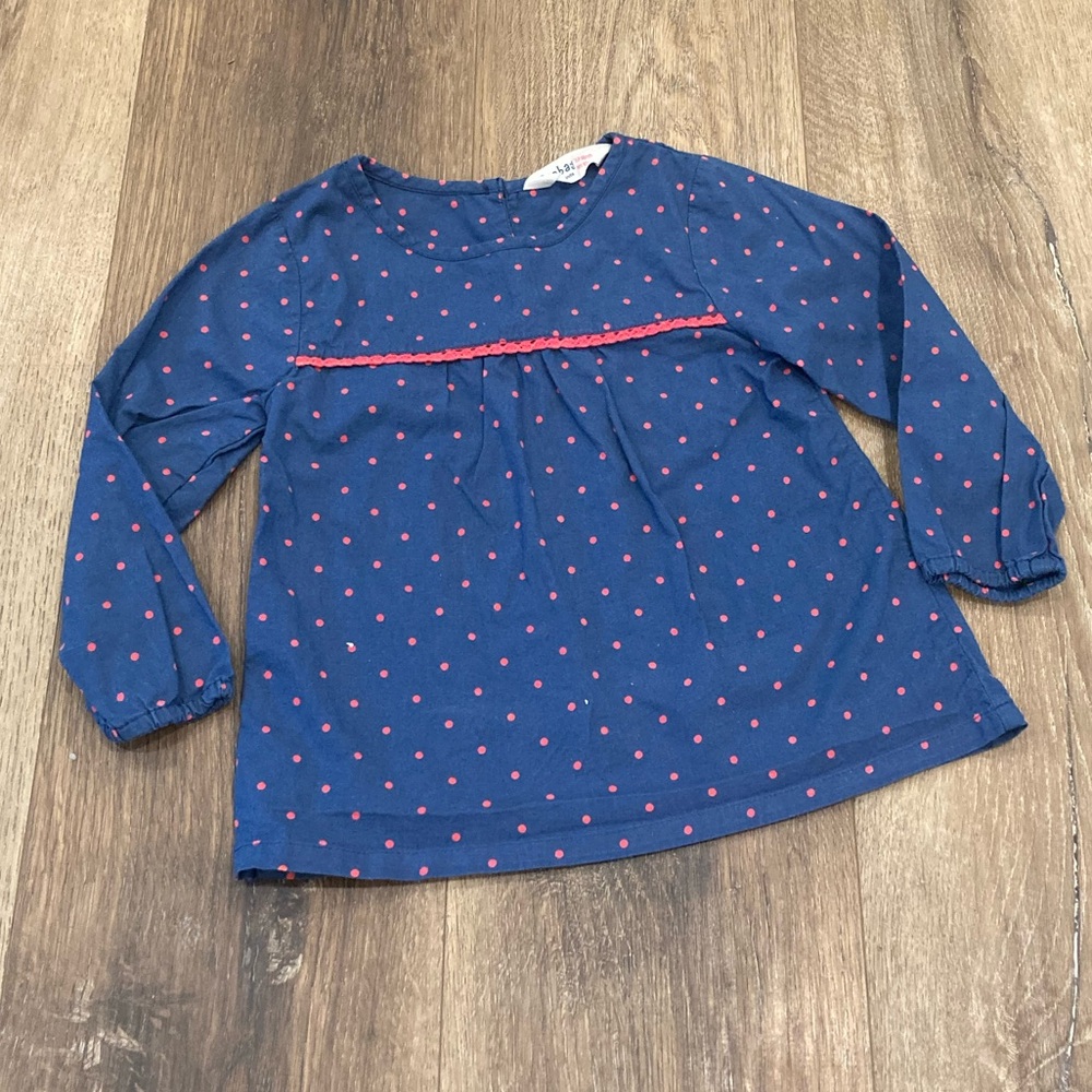 Beebay Blue & Red Polkadot Long Sleeve Shirt Football Basketball Baseball 18-24m - Picture 2 of 10